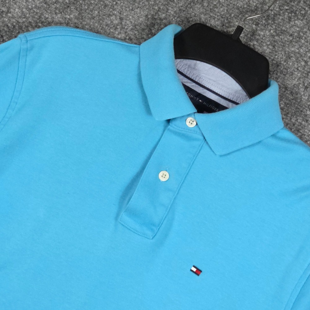 Tommy Hilfiger Mens S Polo Shirt Blue Short Sleeve Cotton Pique Logo Classic
